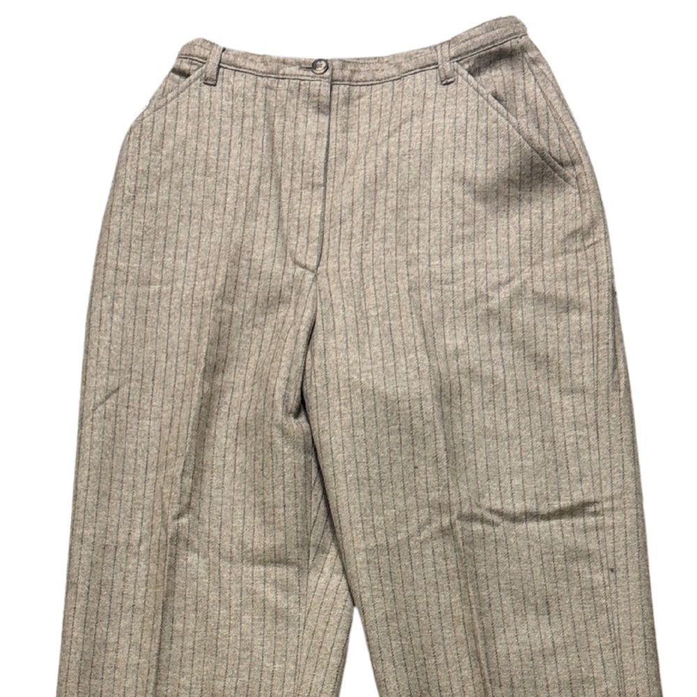 LAURA ASHLEY VTG Trousers Wool and Silk  Striped Brown and Tan SZ 6